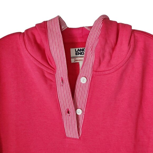 Lands' End 1X Pink Hoodie Serious Sweats V-Neck Pullover - Picture 2 of 12